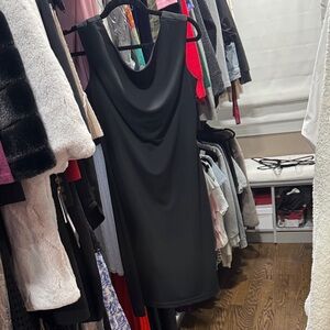 City Triangles Black Cowl Neck Midi Dress